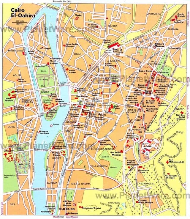 Mappa del centro del Cairo