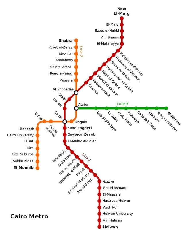 Mappa delle stazioni della metropolitana del Cairo