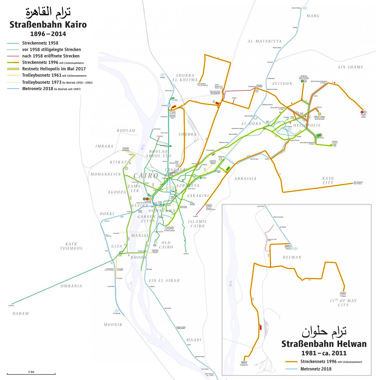 Mappa delle stazioni del tram del Cairo