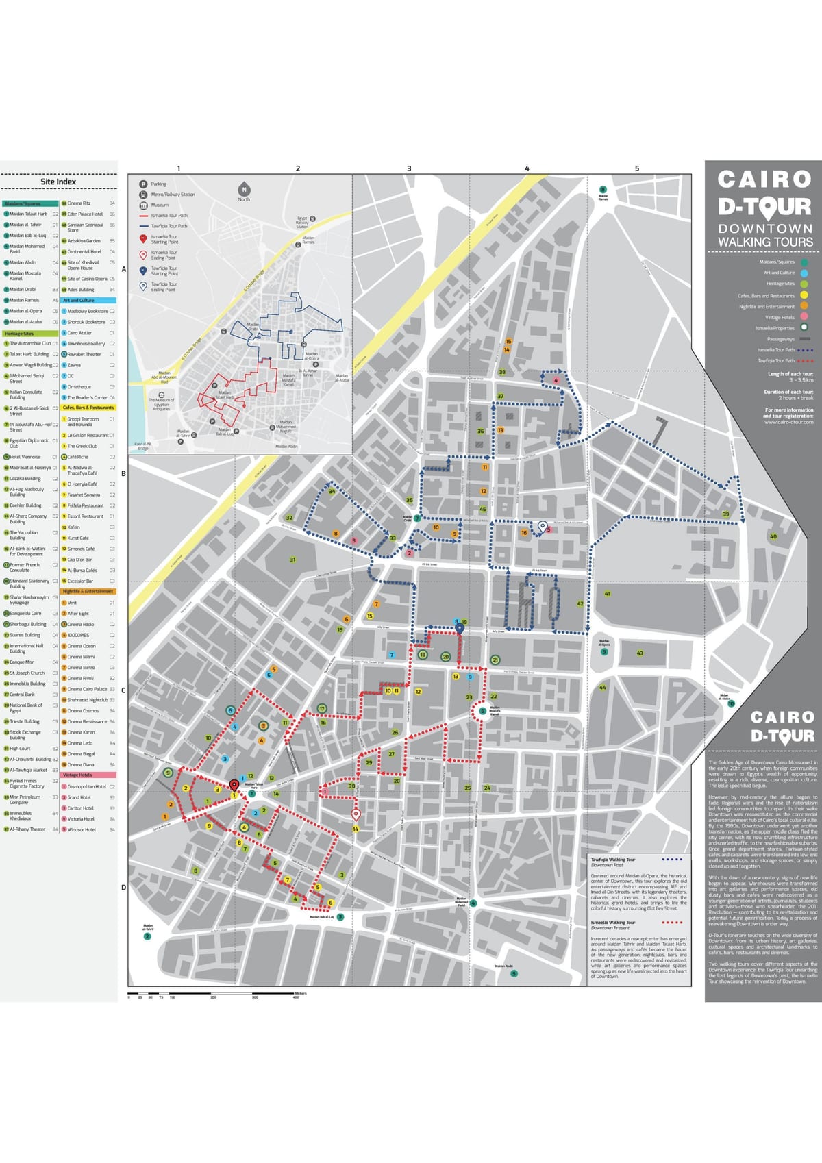 Mappa dei tour a piedi del Cairo