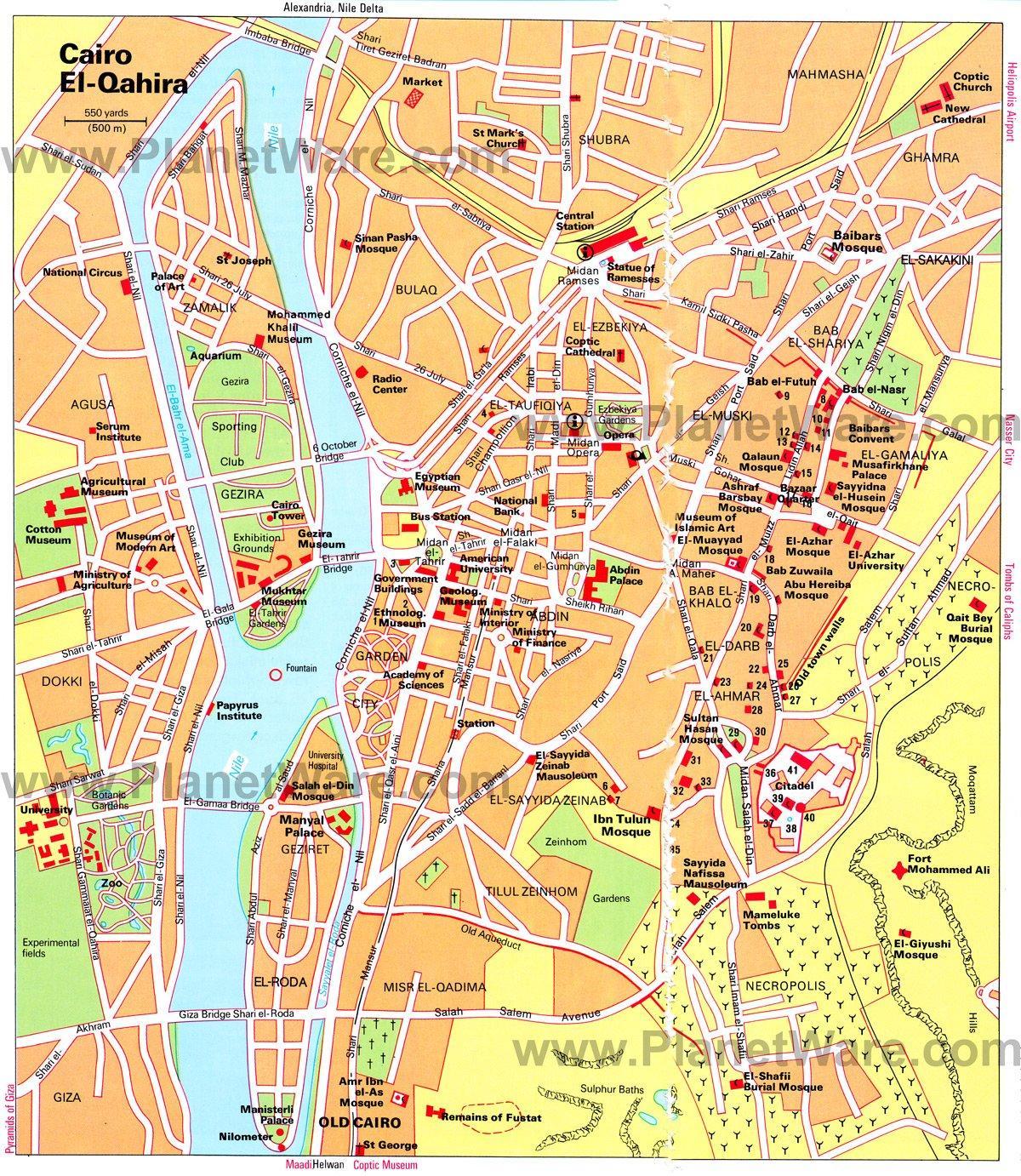 Mappa del centro del Cairo