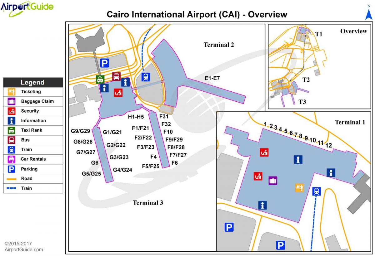 Mappa del terminal dell'aeroporto del Cairo